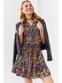 Fusta mini floral coral negru 04004 - Magazin online - Boutique